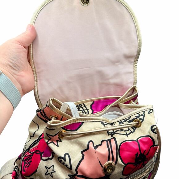 Coach Kyra Poppy Floral Backpack beige with Pink Gold White Purple F19284 fabric - Picture 10 of 12